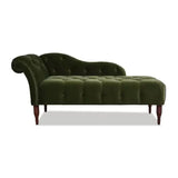 Classic Green Tufted Wooden Frame Left-Arm Chaise Image - 6