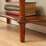Classic Half Moon Wood Brown Console Table with Shelf Image - 10