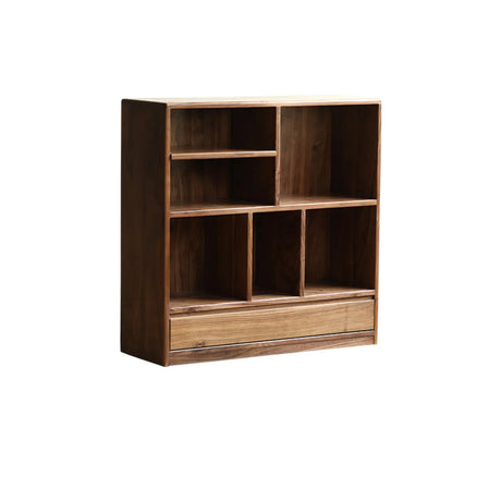 Classic Horizontal Brown Solid Wood Storage Bookcase Image - 2
