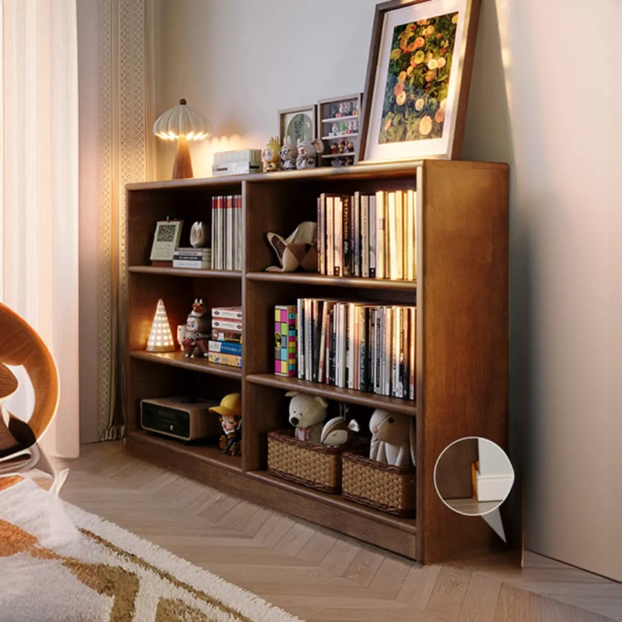 Classic Kids Low Profile Wood Brown Horizontal 3-Tier Bookshelf Image - 11