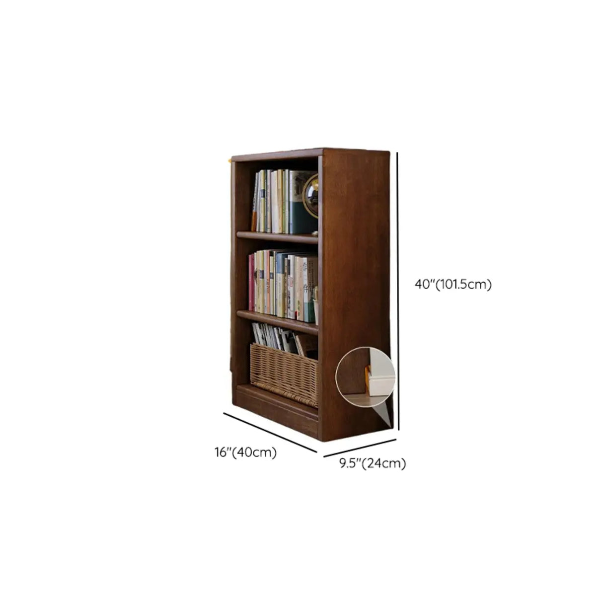 Classic Kids Low Profile Wood Brown Horizontal 3-Tier Bookshelf 