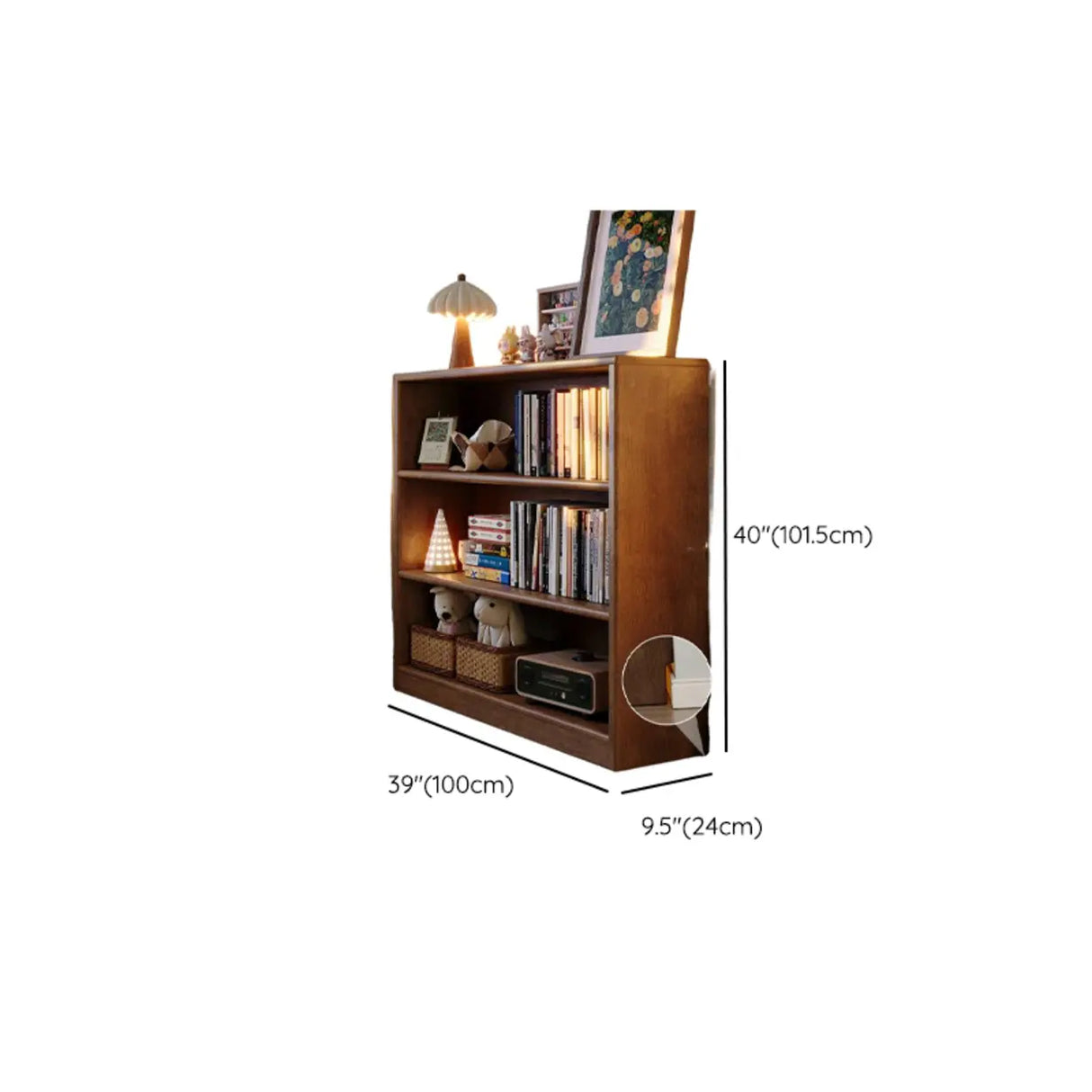 Classic Kids Low Profile Wood Brown Horizontal 3-Tier Bookshelf Image - 17