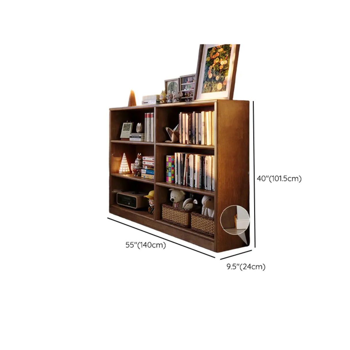 Classic Kids Low Profile Wood Brown Horizontal 3-Tier Bookshelf Image - 19