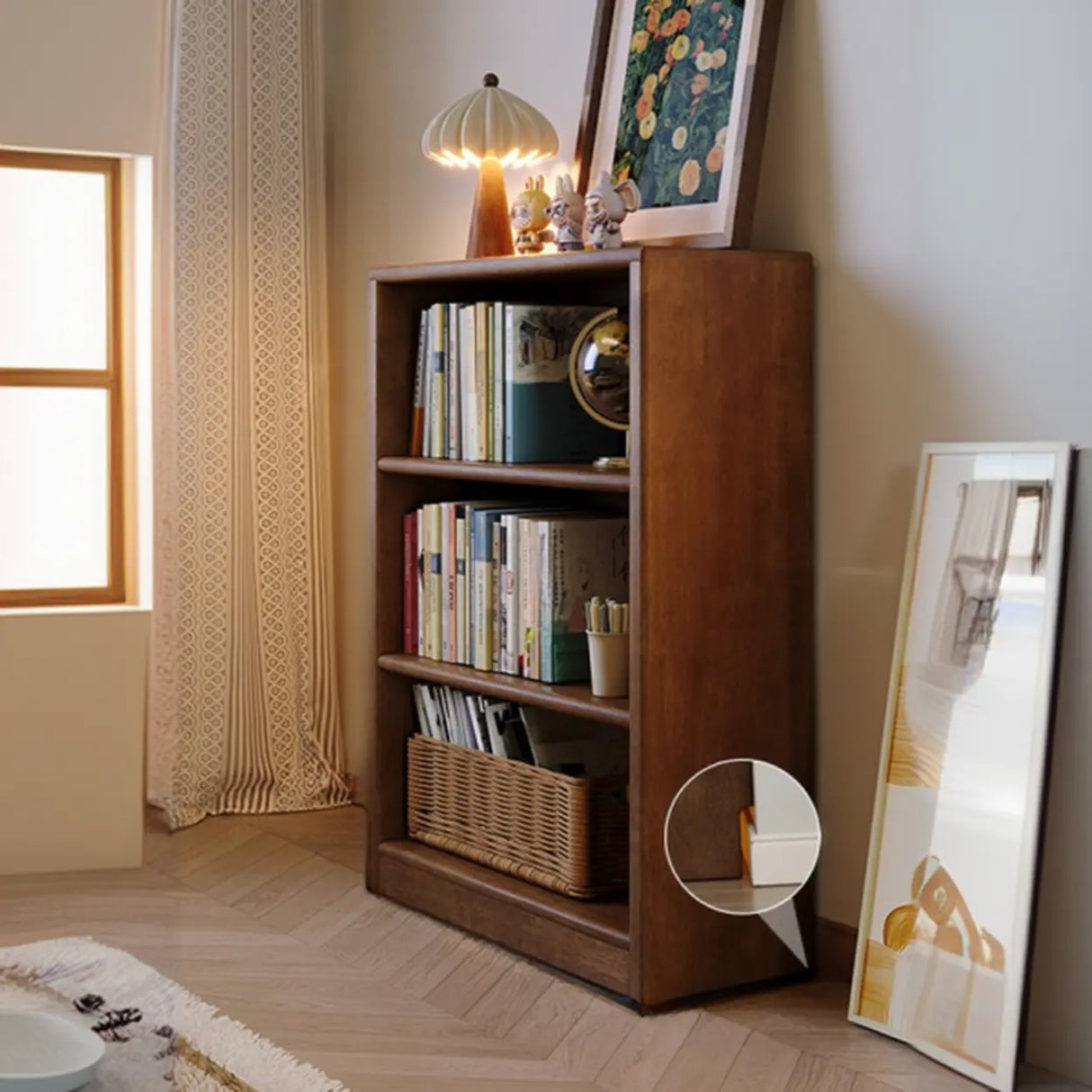 Classic Kids Low Profile Wood Brown Horizontal 3-Tier Bookshelf Image - 2