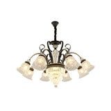 Classic Living Room Clear Glass Bell Floral Round Chandelier Image - 2