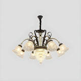 Classic Living Room Clear Glass Bell Floral Round Chandelier Image - 3