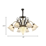 Classic Living Room Clear Glass Bell Floral Round Chandelier #size