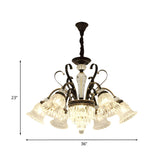 Classic Living Room Clear Glass Bell Floral Round Chandelier Image - 9