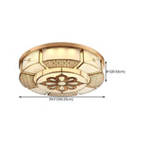 Classic Living Room Gold Glass Drum Flush Mount Light Image - 12