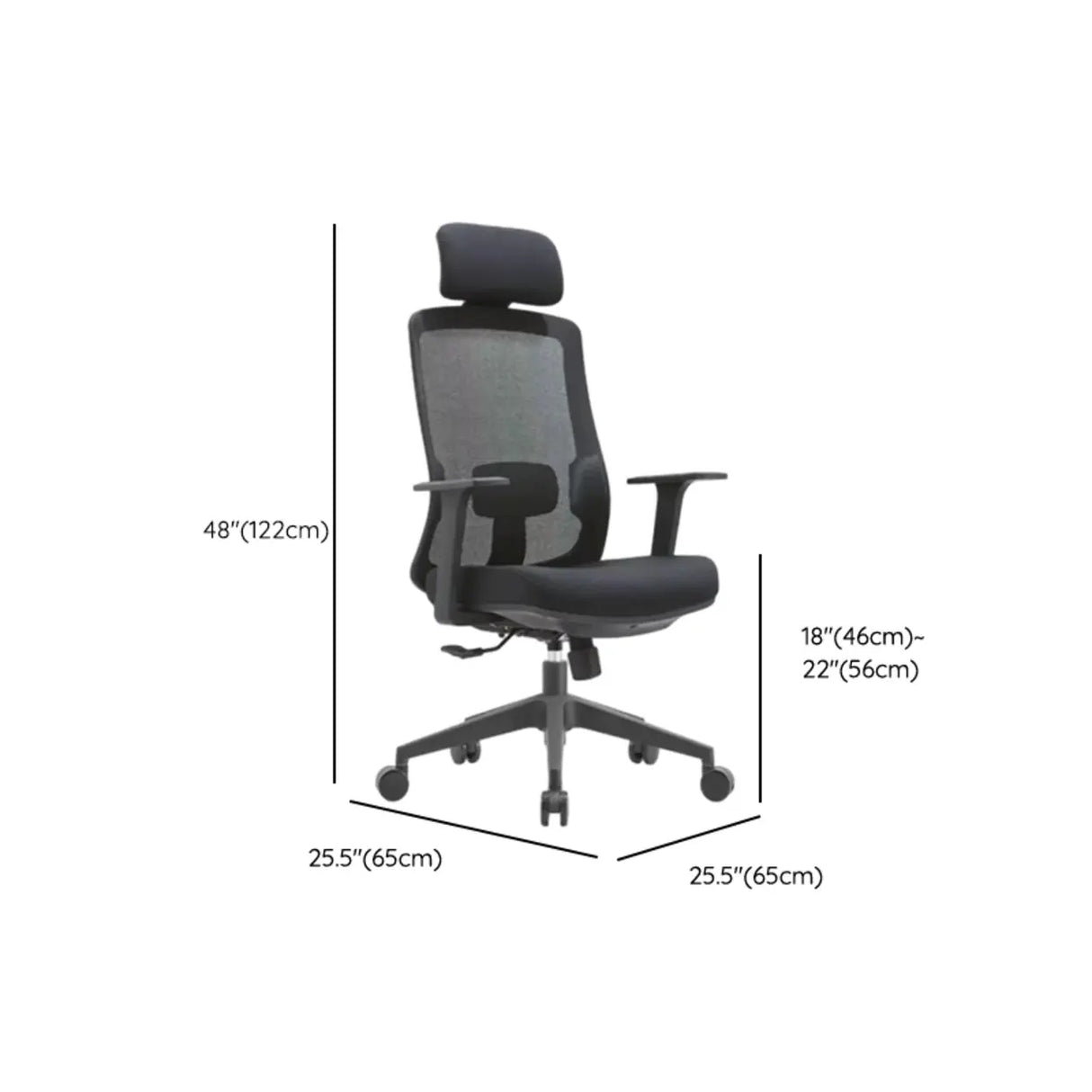 Classic Lumbar Support Black Ergonomic Mesh Office Chair Image - 13