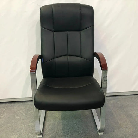 Classic Metal Frame Leather Office Chair With Fixed Arms Image - 1