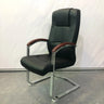 Classic Metal Frame Leather Office Chair With Fixed Arms Image - 2