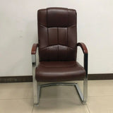 Classic Metal Frame Leather Office Chair With Fixed Arms Image - 3