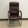 Classic Metal Frame Leather Office Chair With Fixed Arms Image - 3