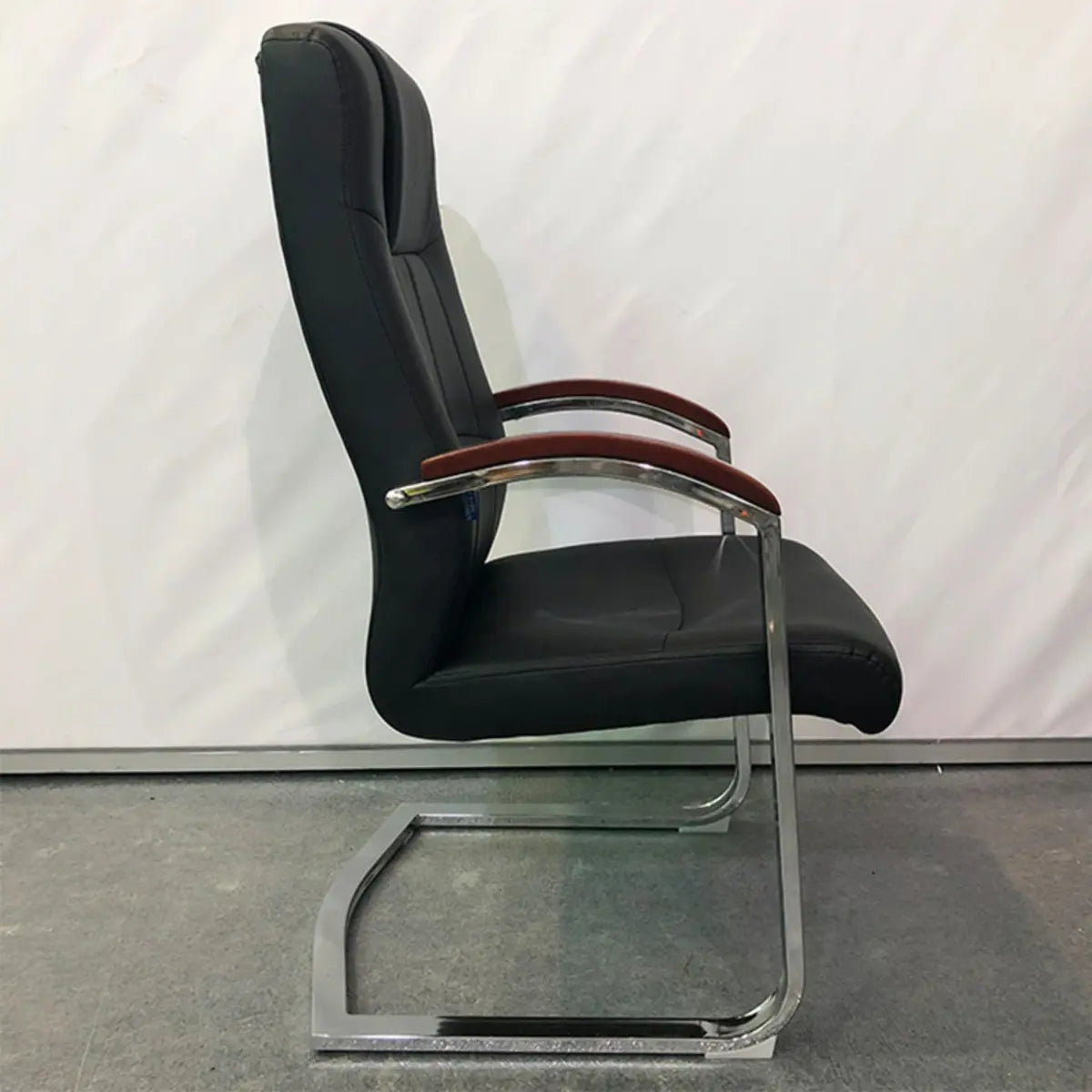 Classic Metal Frame Leather Office Chair With Fixed Arms Image - 4