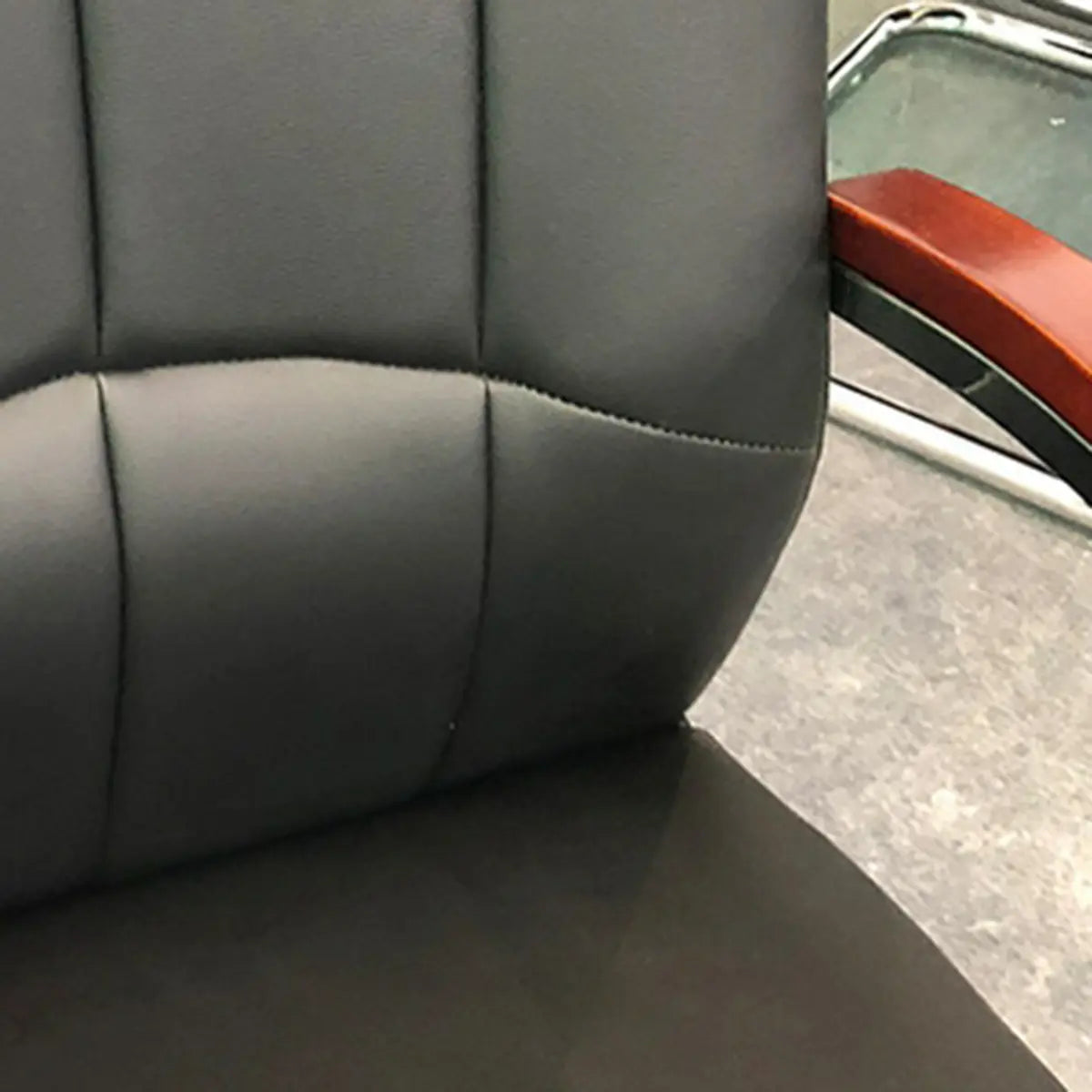 Classic Metal Frame Leather Office Chair With Fixed Arms Image - 5