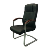 Classic Metal Frame Leather Office Chair With Fixed Arms Image - 7