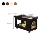 Classic Mobile Foldable Brown Wood Side Table with Storage #size