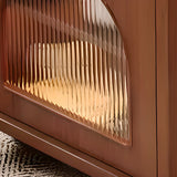 Classic Mobile Foldable Brown Wood Side Table with Storage Image - 8