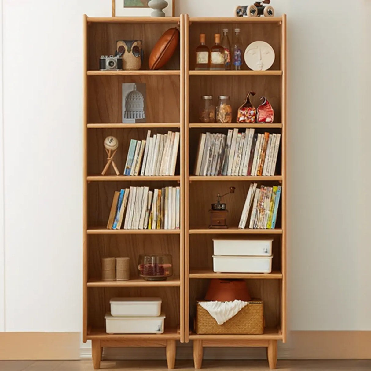Classic Modular Adjustable Shelves Oak 6-Shelf Bookcase Image - 4