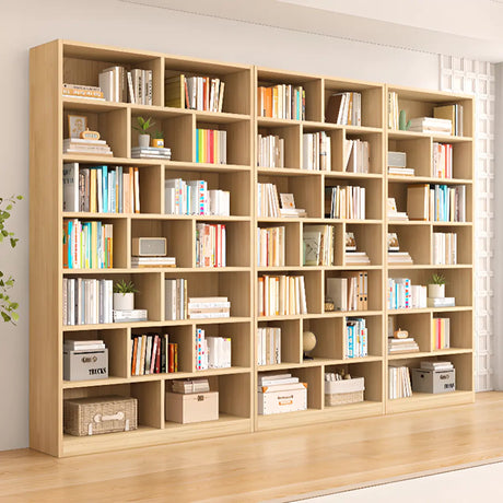 Classic Natural Finish Vertical Wood Rectangle Bookcase Image - 1