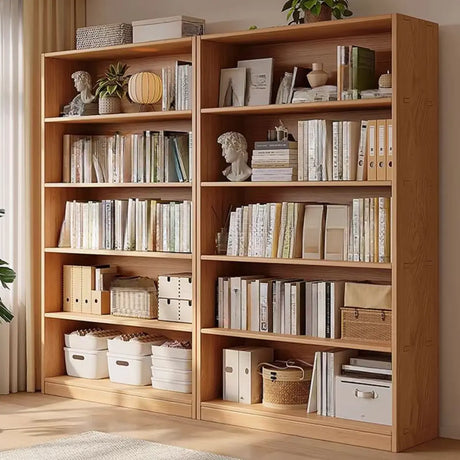 Classic Natural Finish Wood Vertical Storage Bookcase Image - 1