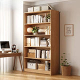 Classic Natural Finish Wood Vertical Storage Bookcase Image - 14