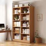 Classic Natural Finish Wood Vertical Storage Bookcase Image - 15