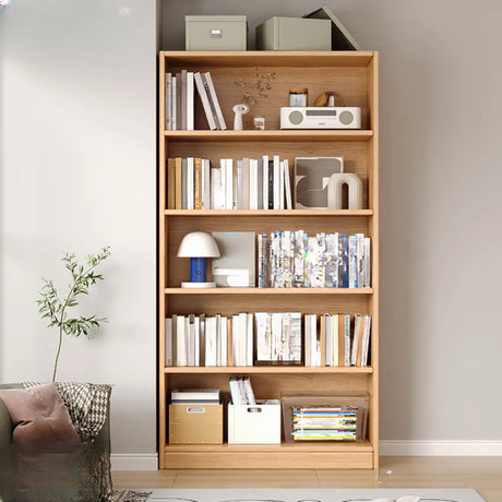 Classic Natural Finish Wood Vertical Storage Bookcase Image - 2