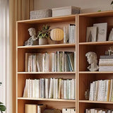 Classic Natural Finish Wood Vertical Storage Bookcase Image - 20