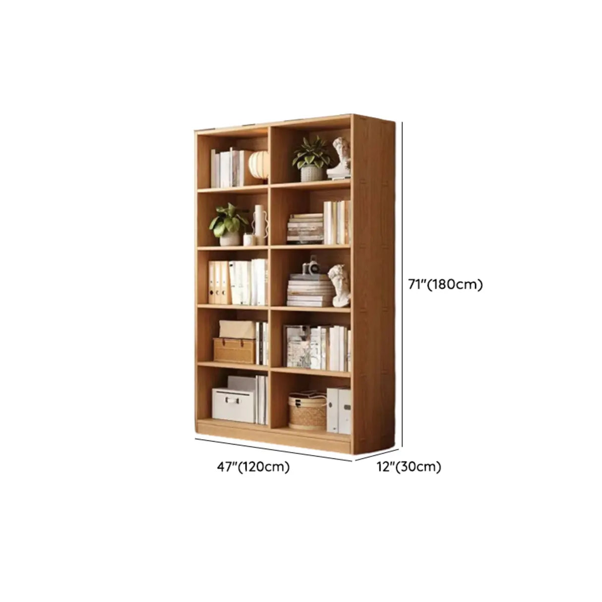 Classic Natural Finish Wood Vertical Storage Bookcase Image - 33