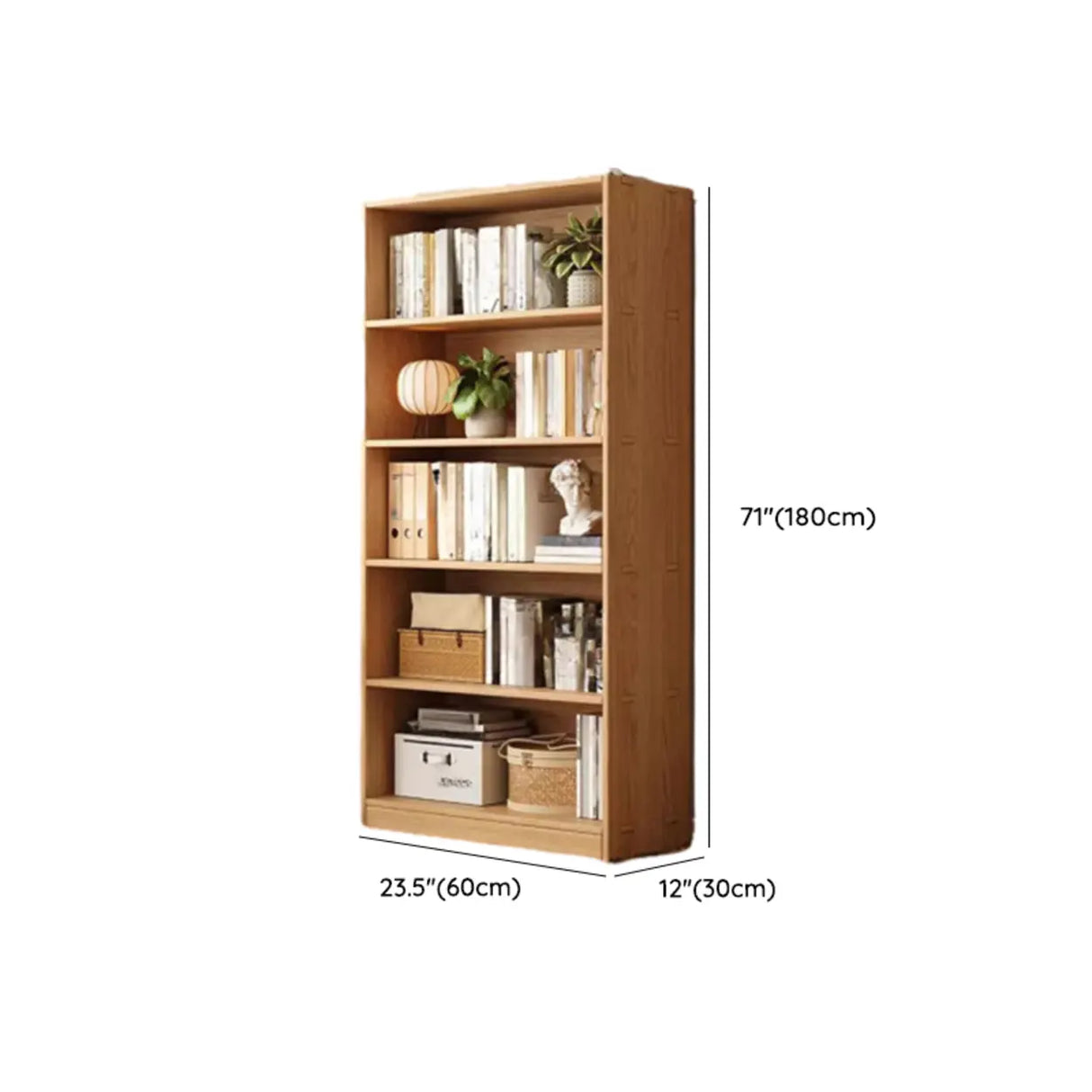 Classic Natural Finish Wood Vertical Storage Bookcase Image - 34