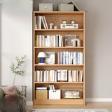 Classic Natural Finish Wood Vertical Storage Bookcase Image - 4