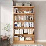 Classic Natural Finish Wood Vertical Storage Bookcase Image - 6