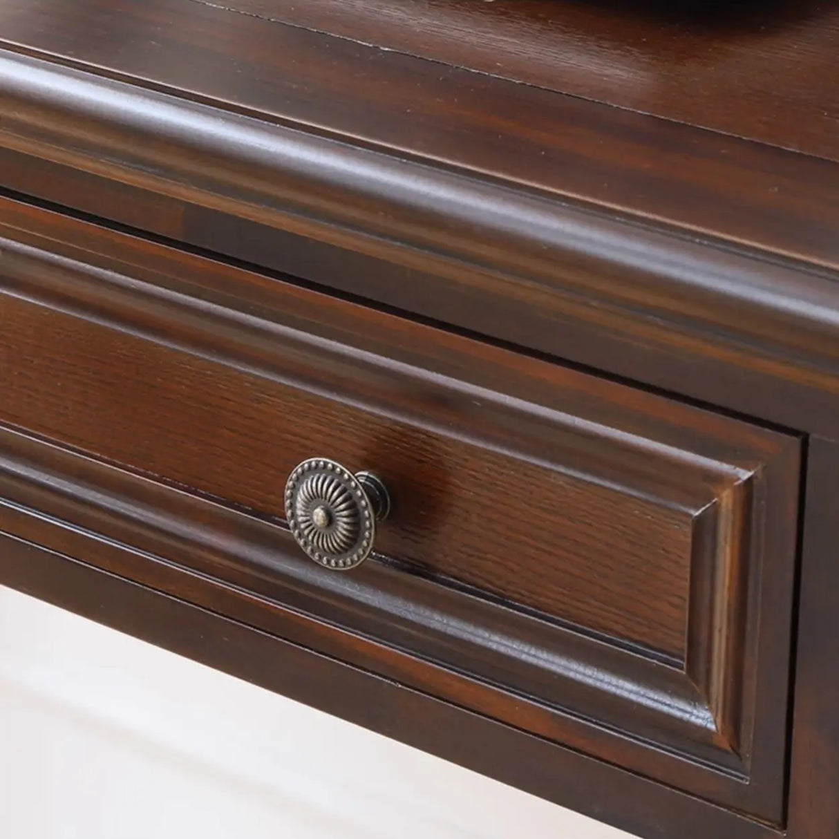 Classic Nut-Brown Wood Drawers Computer Desk Image - 12