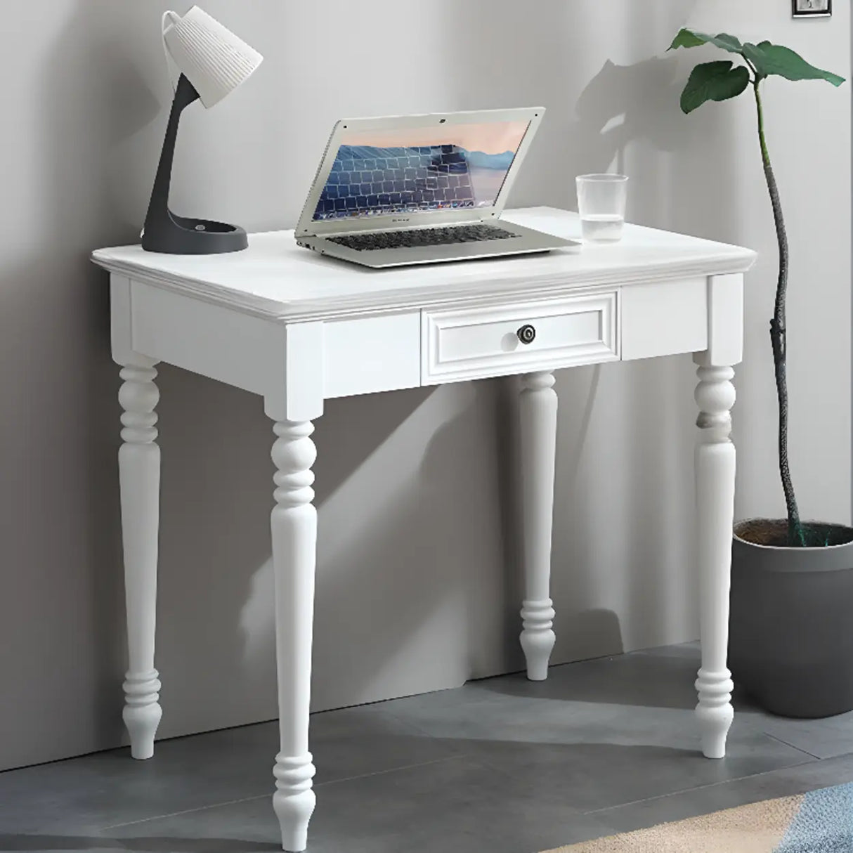 Classic Nut-Brown Wood Drawers Computer Desk Image - 15