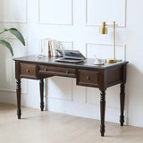 Classic Nut-Brown Wood Drawers Computer Desk Image - 2