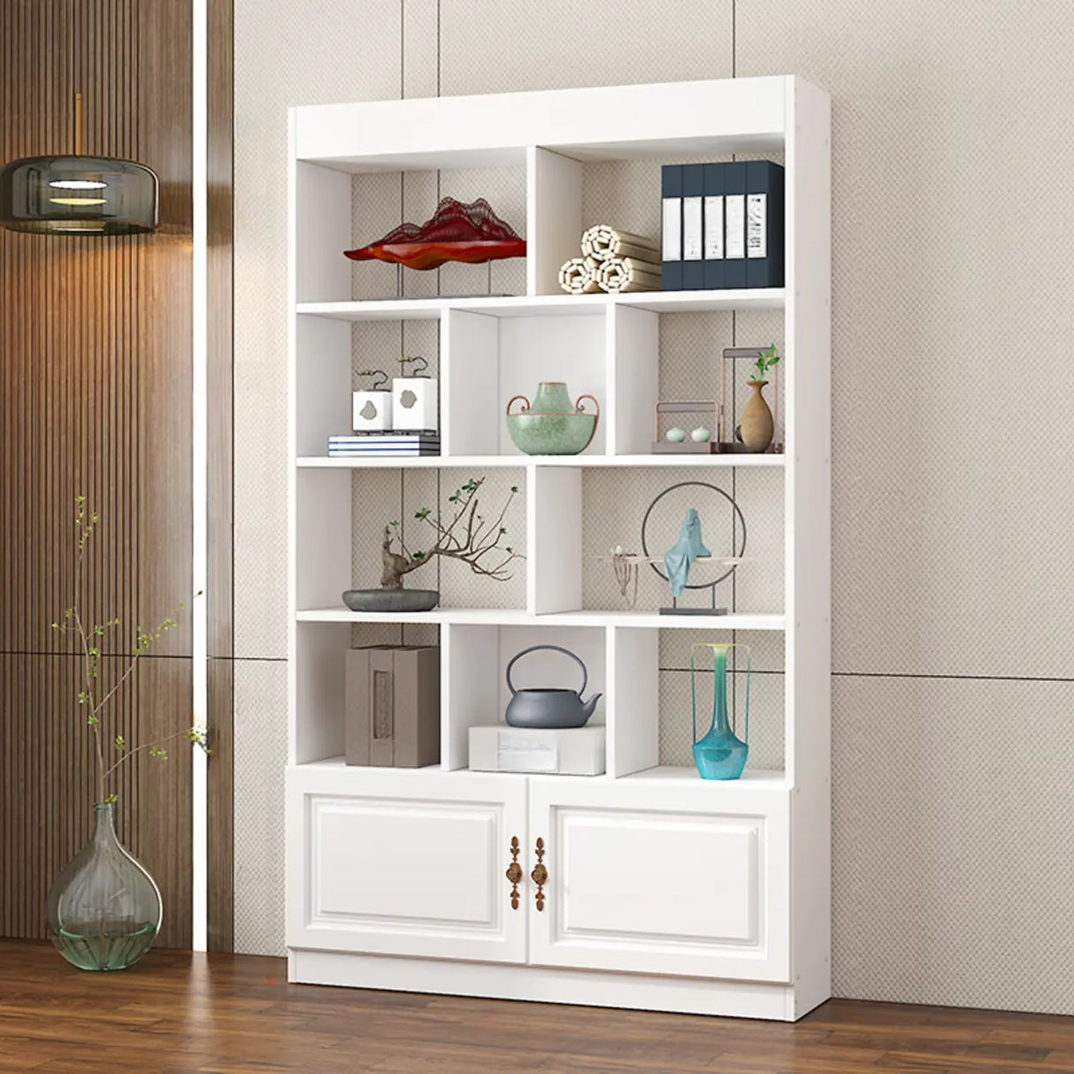 Classic Open Rectangular Wood Display Cabinet Image - 16