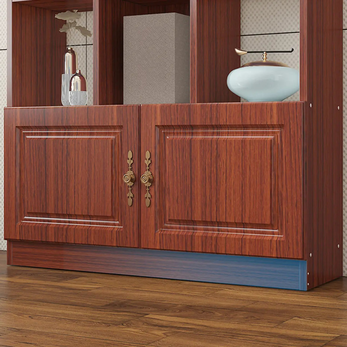 Classic Open Rectangular Wood Display Cabinet Image - 6