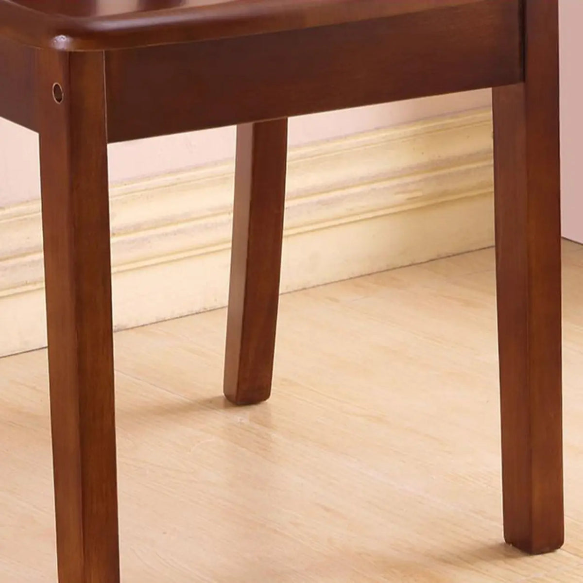 Classic Open Slatted Back Wood Standard Dining Chair Image - 11