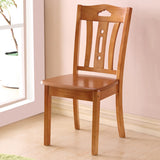 Classic Open Slatted Back Wood Standard Dining Chair Image - 2