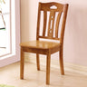 Tan Classic Open Slatted Back Wood Standard Dining Chair Image - 3