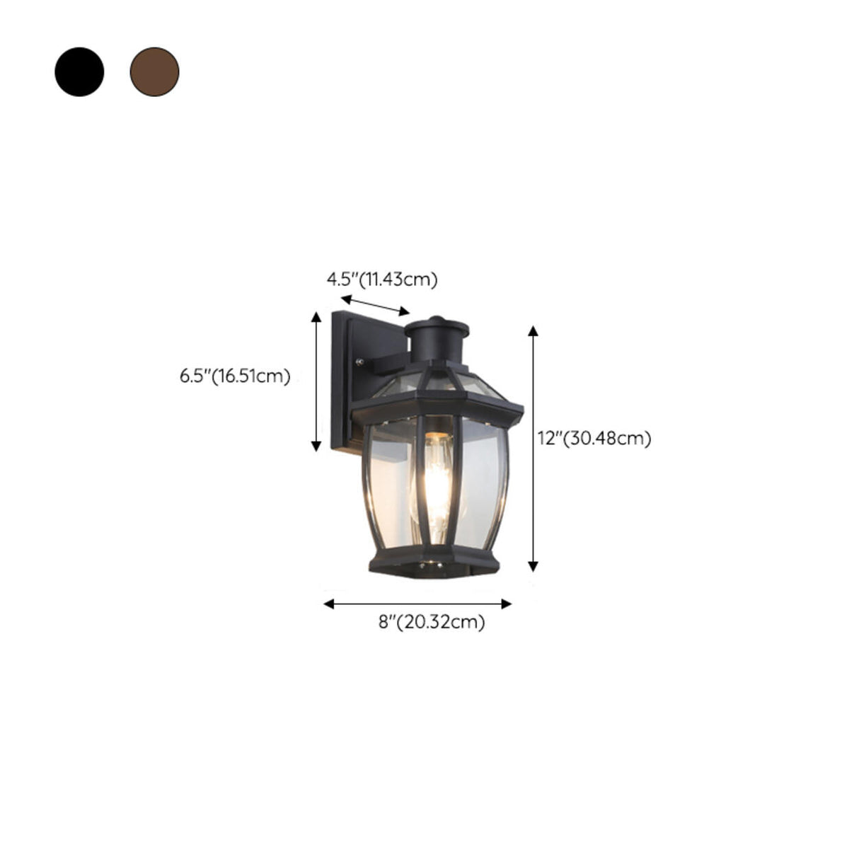 Classic Outdoor Black Metal Waterproof Box Wall Lamp 