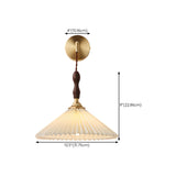Classic Pleated Shade Walnut Metal Cone Wall Sconce Image - 17