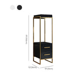 Classic Rectangle Faux Marble Plant Stand with Drawer Image - 13