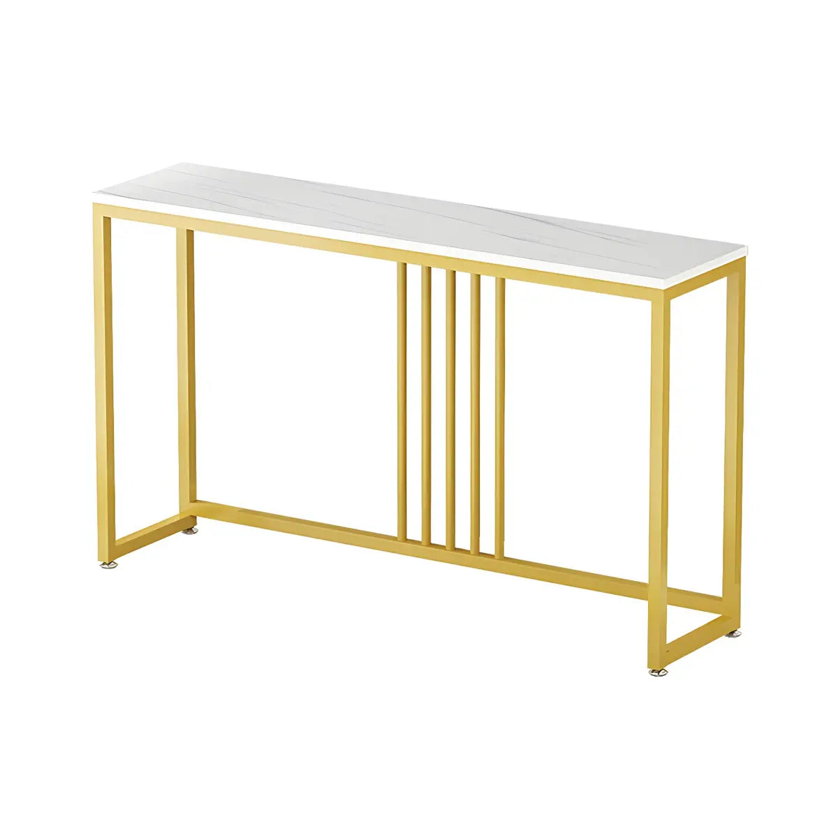 Classic Rectangle Gold Black Metal Wood Console Table Image - 10