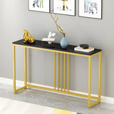 Classic Rectangle Gold Black Metal Wood Console Table Image - 11