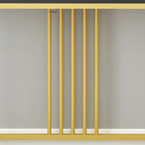 Classic Rectangle Gold Black Metal Wood Console Table Image - 13
