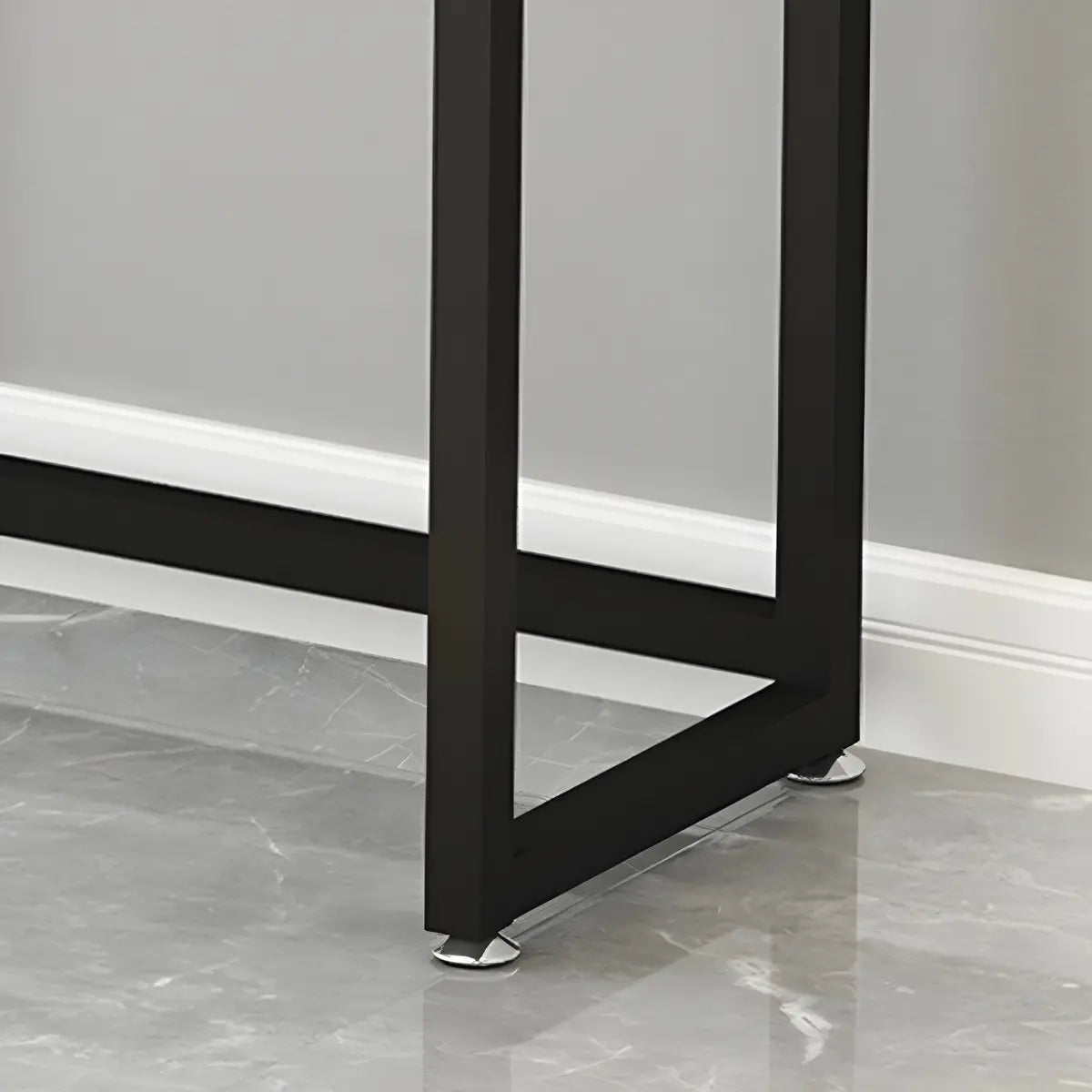 Classic Rectangle Gold Black Metal Wood Console Table Image - 16