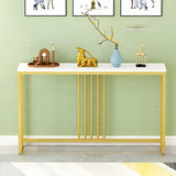 Classic Rectangle Gold Black Metal Wood Console Table Image - 17
